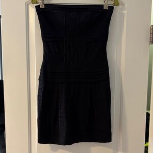 Diane von Furstenberg DVF Ekat Black Silk Pleated Strapless LBD Dress - Size 2